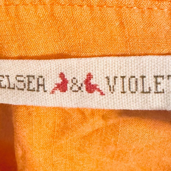 Button Down Shirt Long Sleeve Collared Orange Top Blouse Casual - Picture 4 of 4